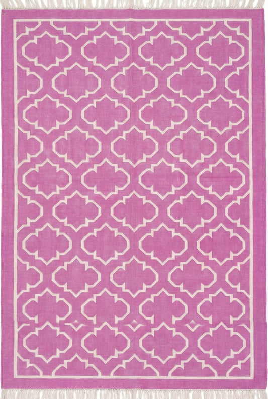 Nordic Style Pink & Cream Quatrefoil Rug