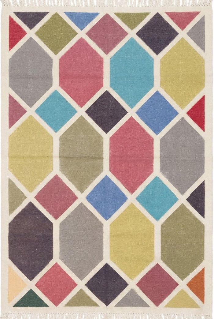 Modern Harlequin Geometric Dhurrie rug