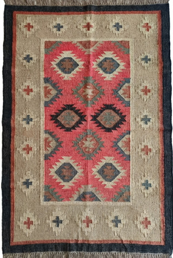 Southwestern Tribal Medallion Pattern Wool Jute Rug