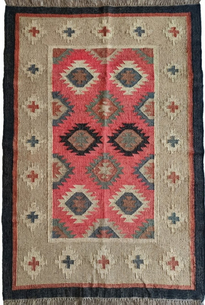 Southwestern Tribal Medallion Pattern Wool Jute Rug