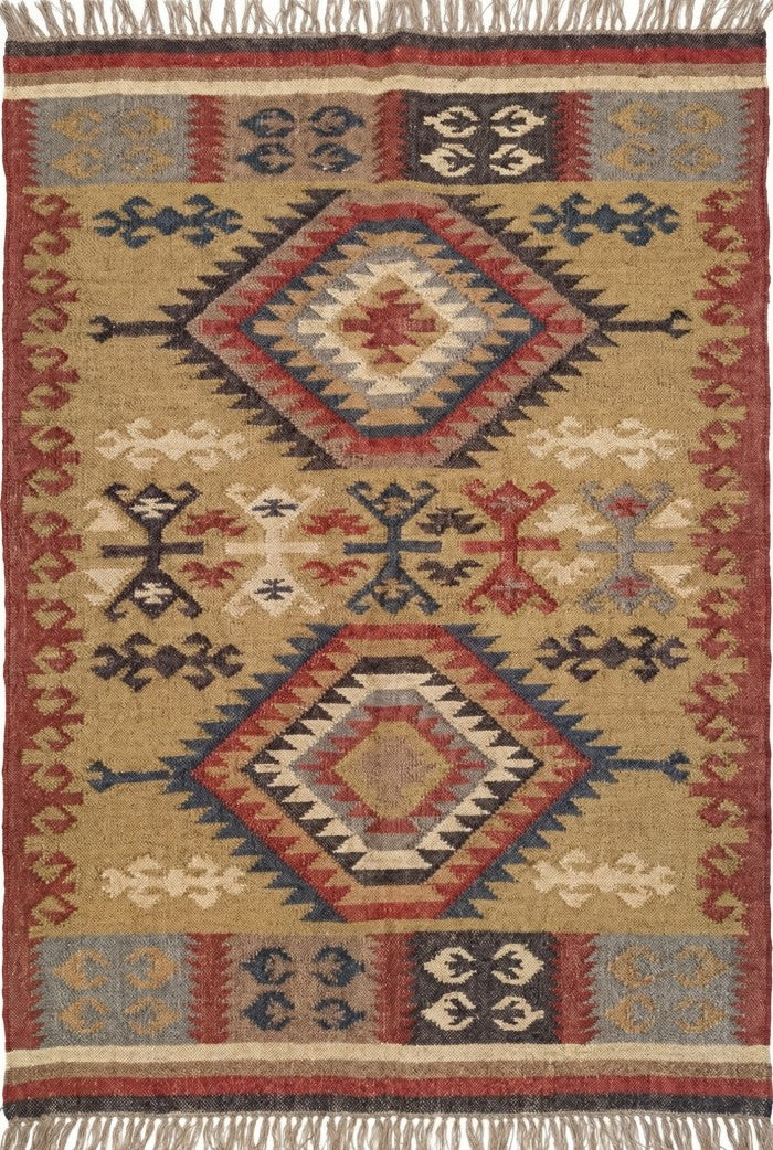 Veridian Column Bloom Reversible Artisan Area Rug