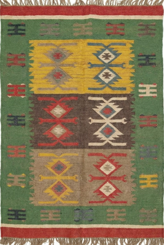 Geometric Tribal Design Multicolor Bohemian Home Decor Rug