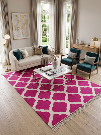 Magenta & Ivory Geometric Trellis Lattice Design