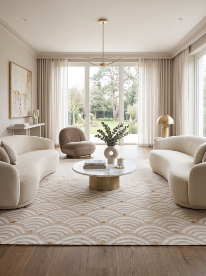 Blush Scallop Ripple Modern Art Deco Fish Scale Area Rug