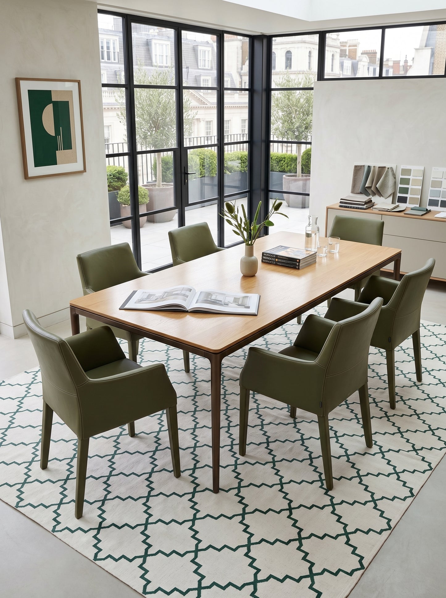 Emerald Trellis Green & Ivory Flatweave Area Rug
