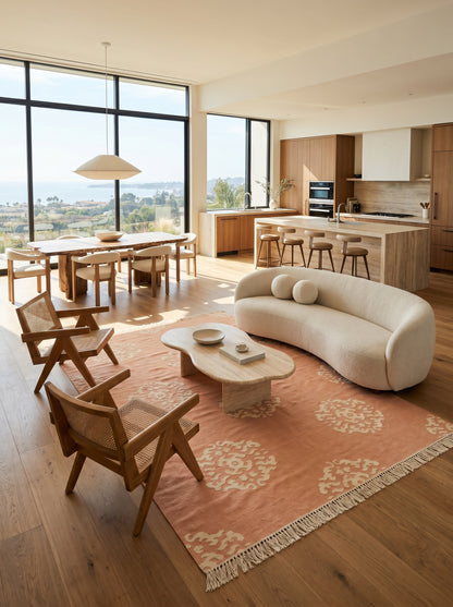 Apricot Peach Pastel Boho Chic Soft Floor Rug