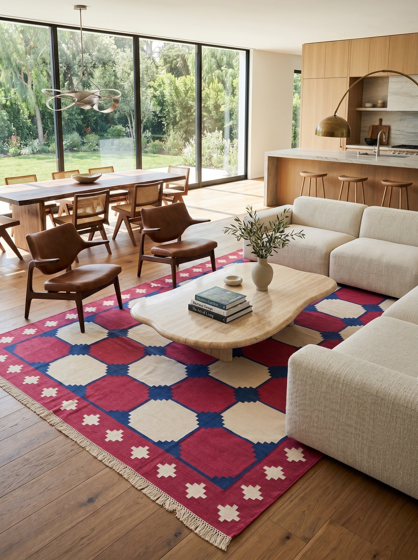 Bauhaus Octagon Handwoven Cotton Flatweave Dhurrie Rug