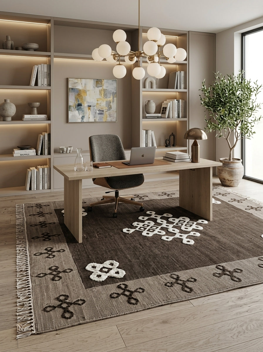 Geometric Endless Knot Medallion Flatweave Area Rug