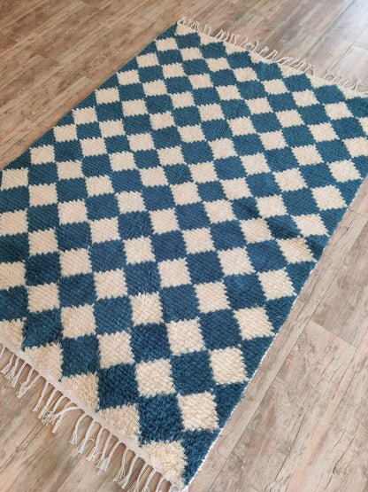 Atlas Azure Diamond Thick Soft Pile Tribal Area Rug