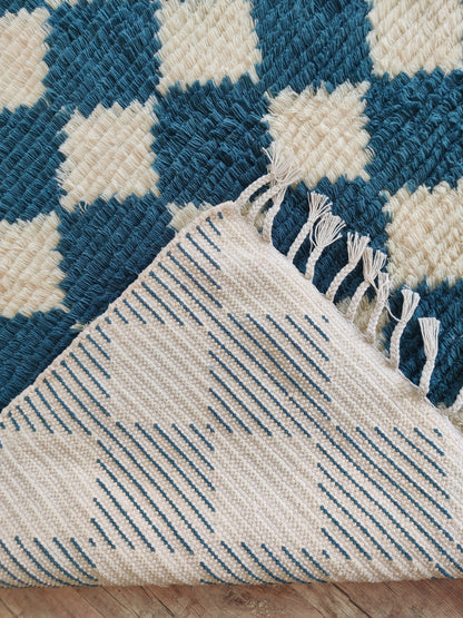 Atlas Azure Diamond Thick Soft Pile Tribal Area Rug