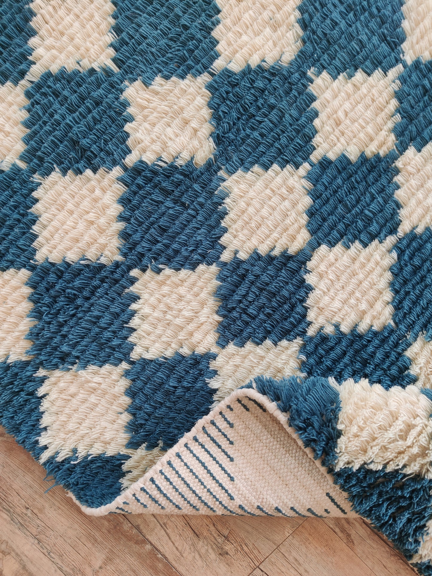 Atlas Azure Diamond Thick Soft Pile Tribal Area Rug