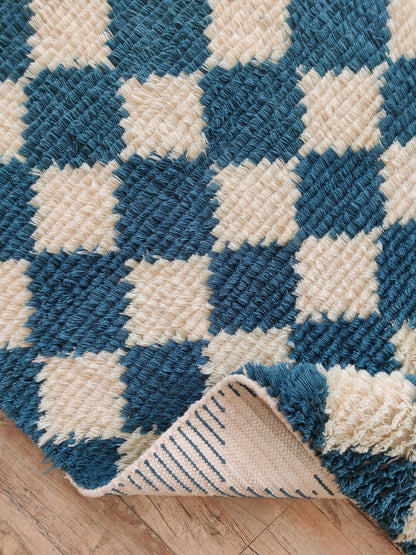 Atlas Azure Diamond Thick Soft Pile Tribal Area Rug