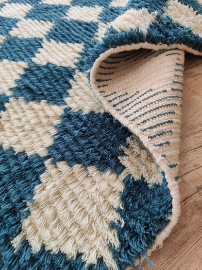 Atlas Azure Diamond Thick Soft Pile Tribal Area Rug