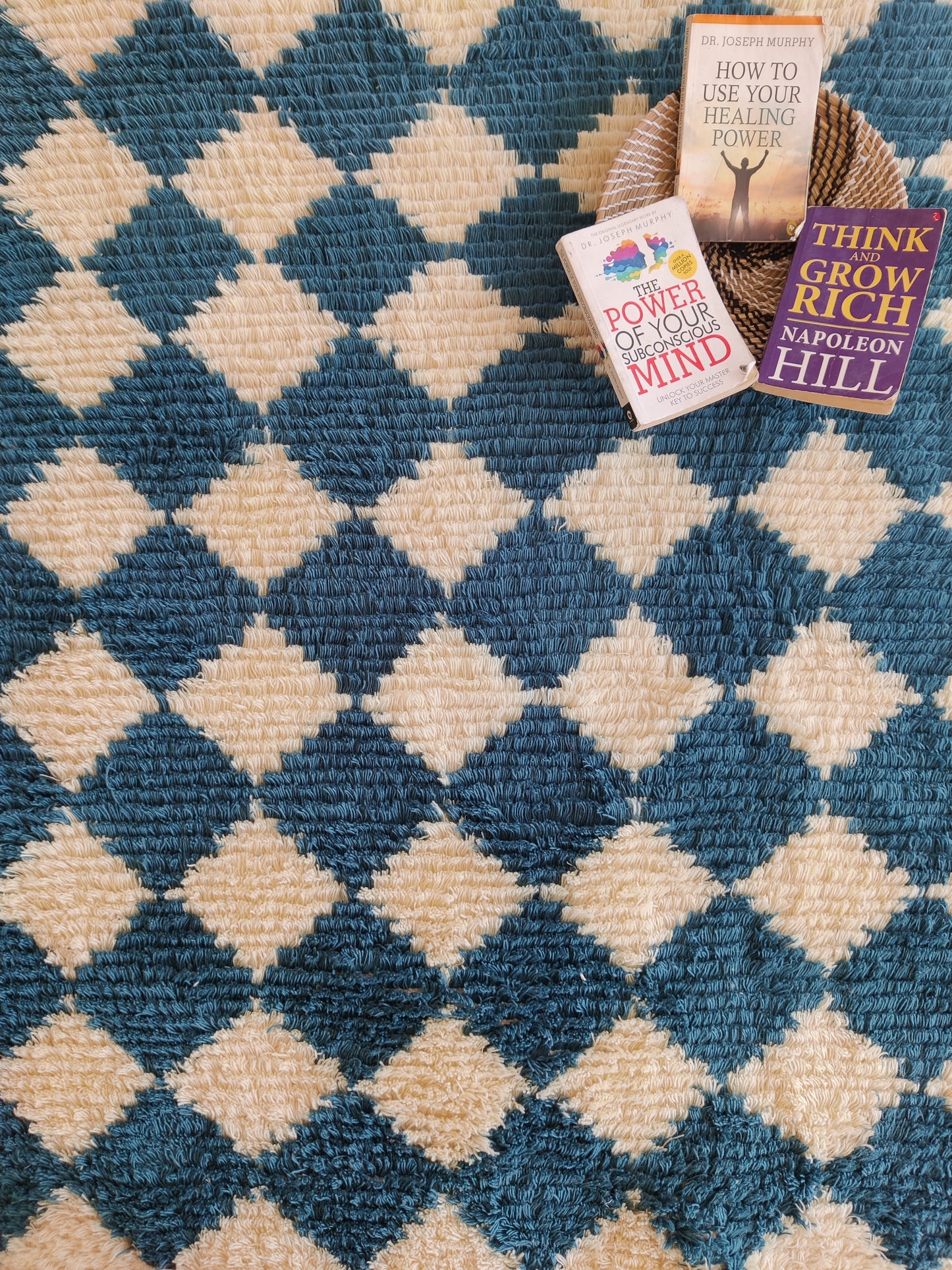 Atlas Azure Diamond Thick Soft Pile Tribal Area Rug
