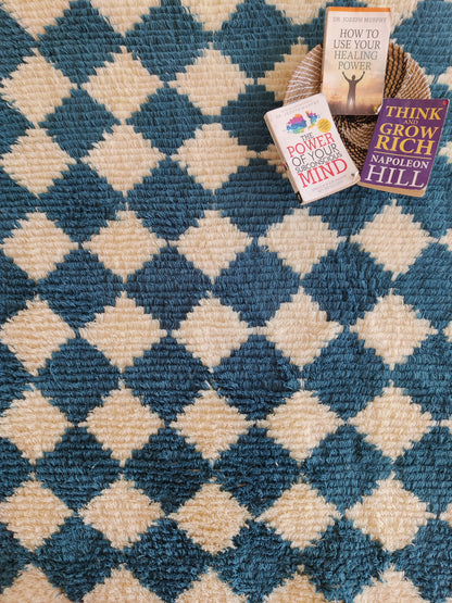 Atlas Azure Diamond Thick Soft Pile Tribal Area Rug