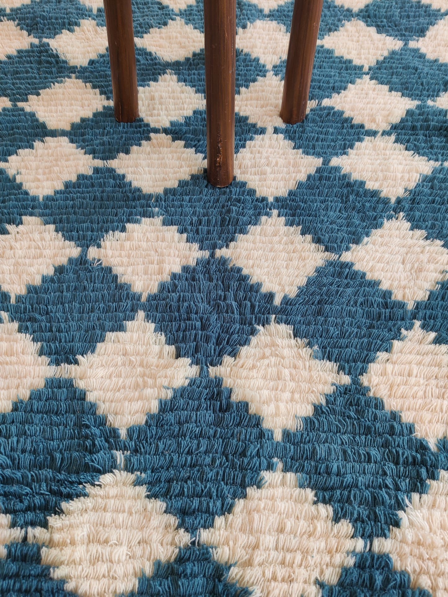 Atlas Azure Diamond Thick Soft Pile Tribal Area Rug