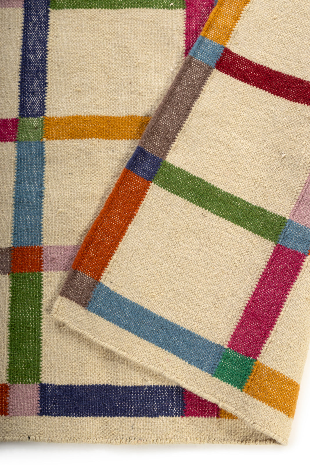 Handwoven Checkered Wool Rug, 5x8, 8x10 FT