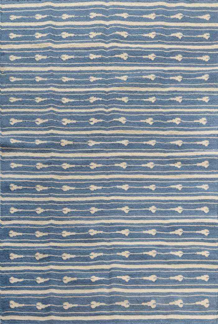 Blue Striped Handmade Kilim Woven Rug, Reversible Kilim Rug for Bedroom and Living Room