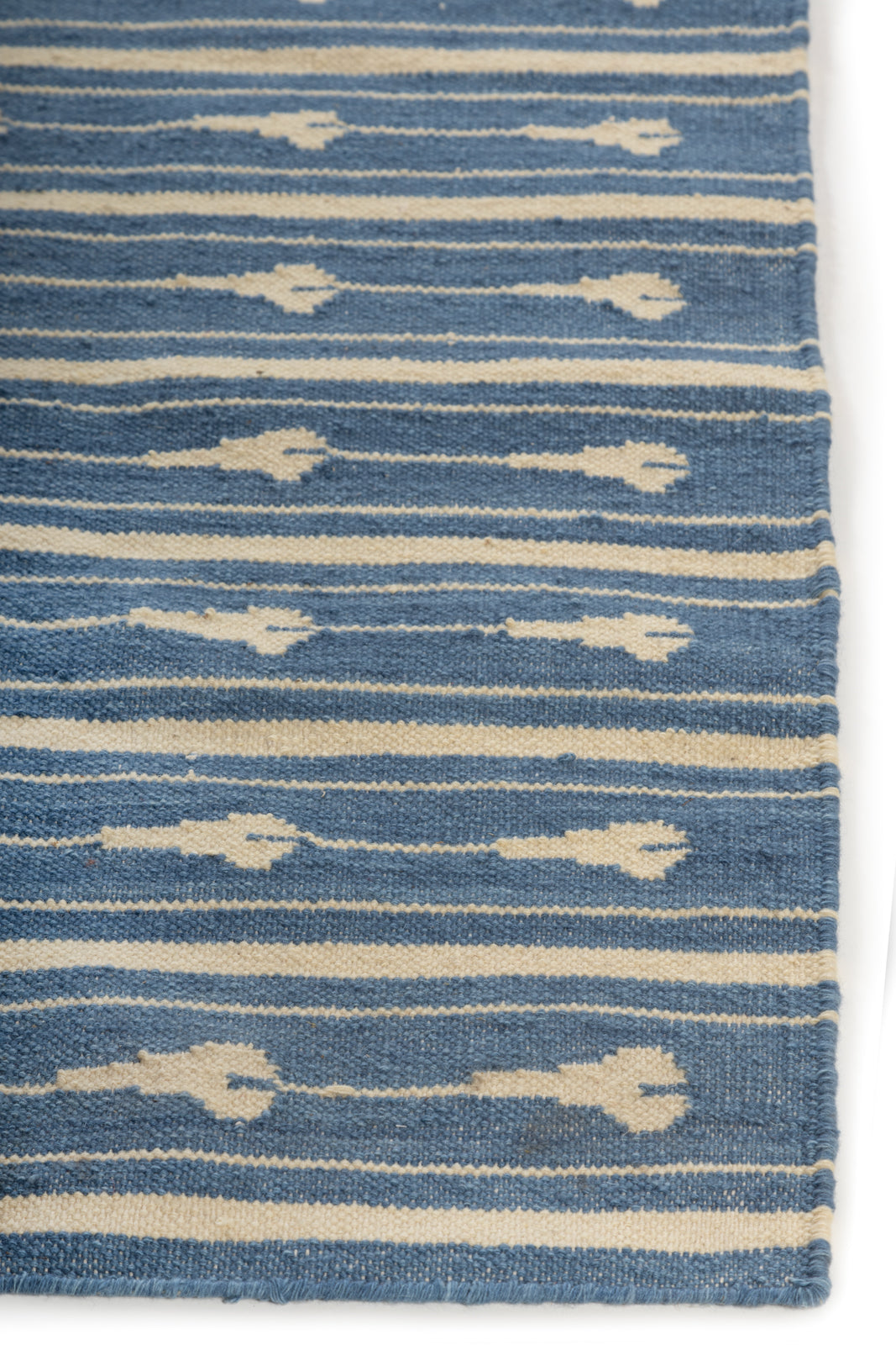 Blue Striped Handmade Kilim Woven Rug, Reversible Kilim Rug for Bedroom and Living Room