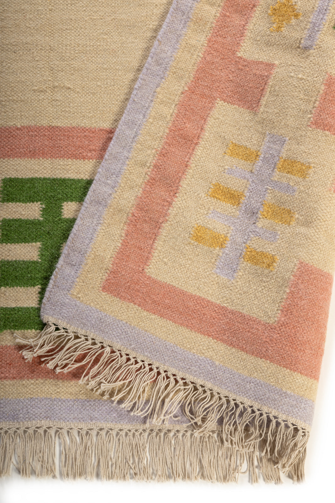 Modern  Pastel Geometric Border Wool Rug