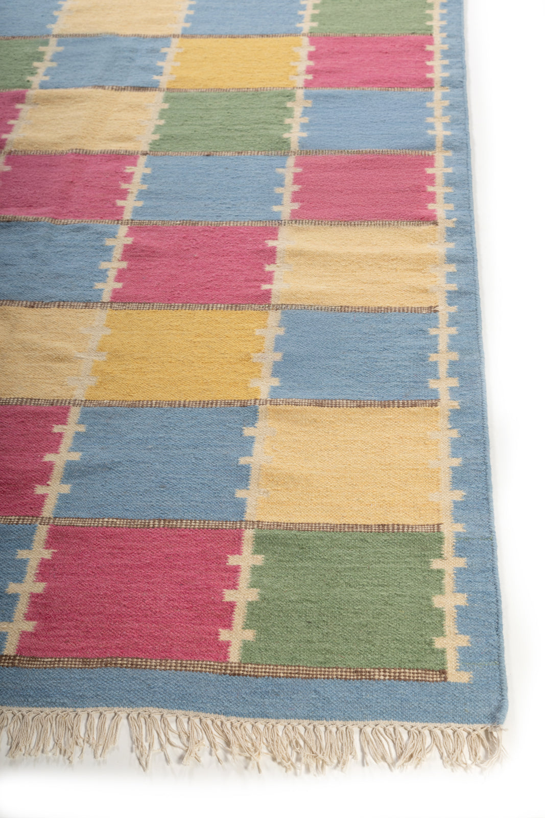 Modern Boho Living Room Rug, Colorful Checkered Rug
