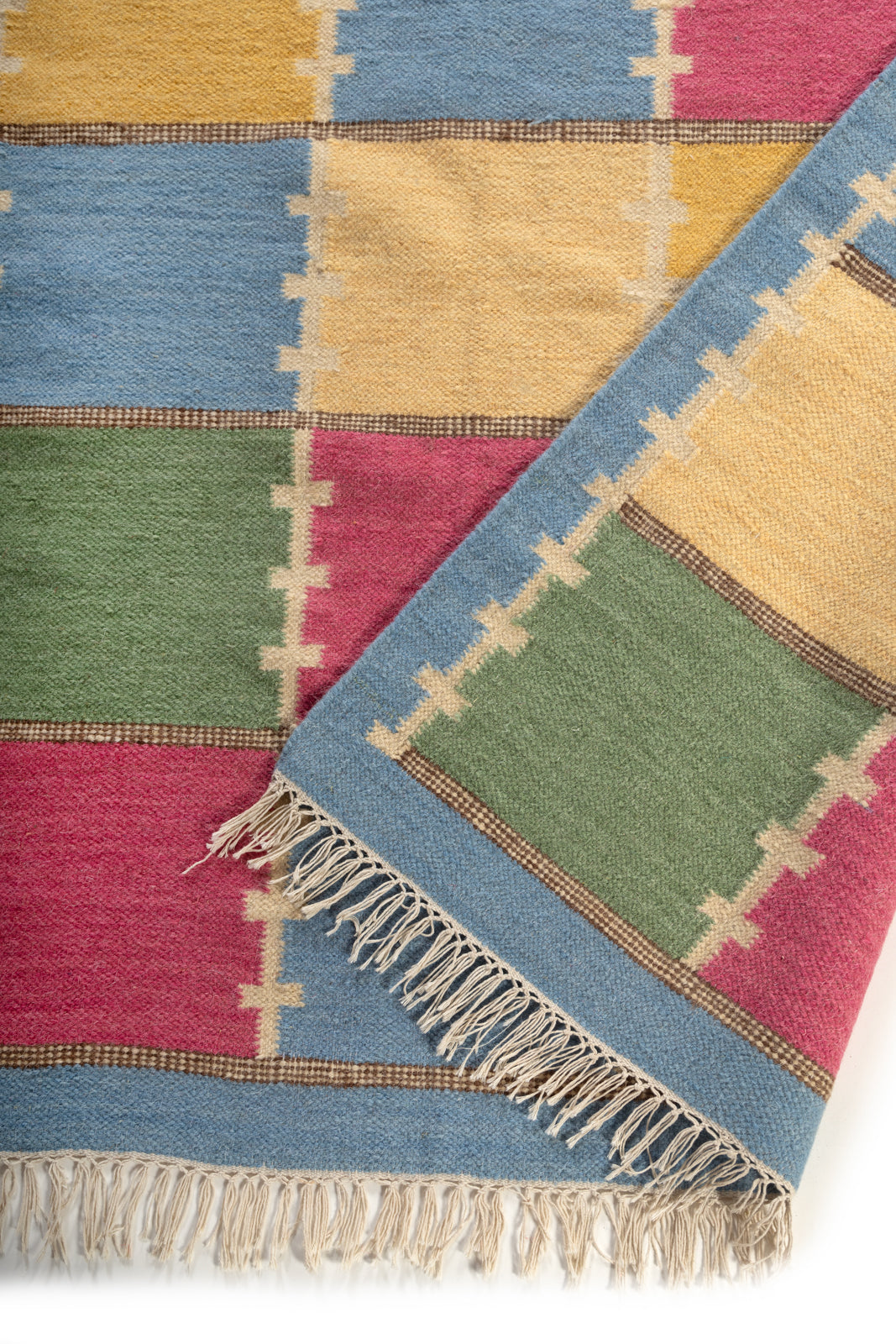 Modern Boho Living Room Rug, Colorful Checkered Rug