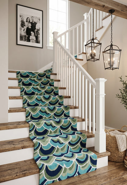 Blue Green Weave Modern Artisan Hand-Tufted Wool Runner Rug
