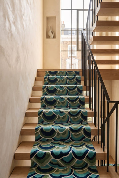 Blue Green Weave Modern Artisan Hand-Tufted Wool Runner Rug