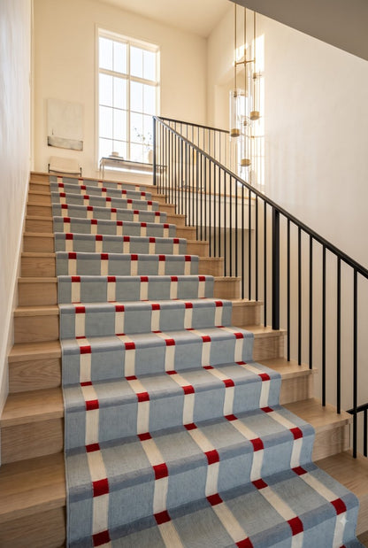 Handwoven Wool Runner Rug, Plaid Hallway Wool Checkered Runner