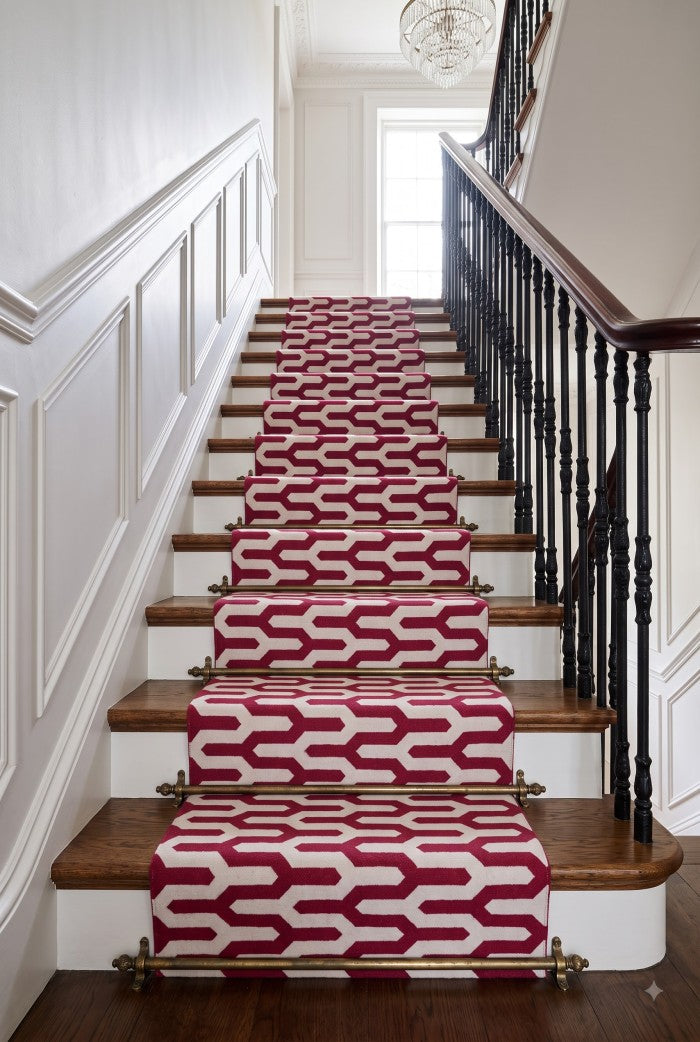 Red Custom Modern Runner, Cotton Stair Runner