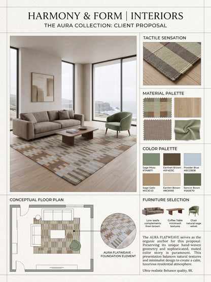 Handwoven Geometric Gridlock Cotton Wool Rug
