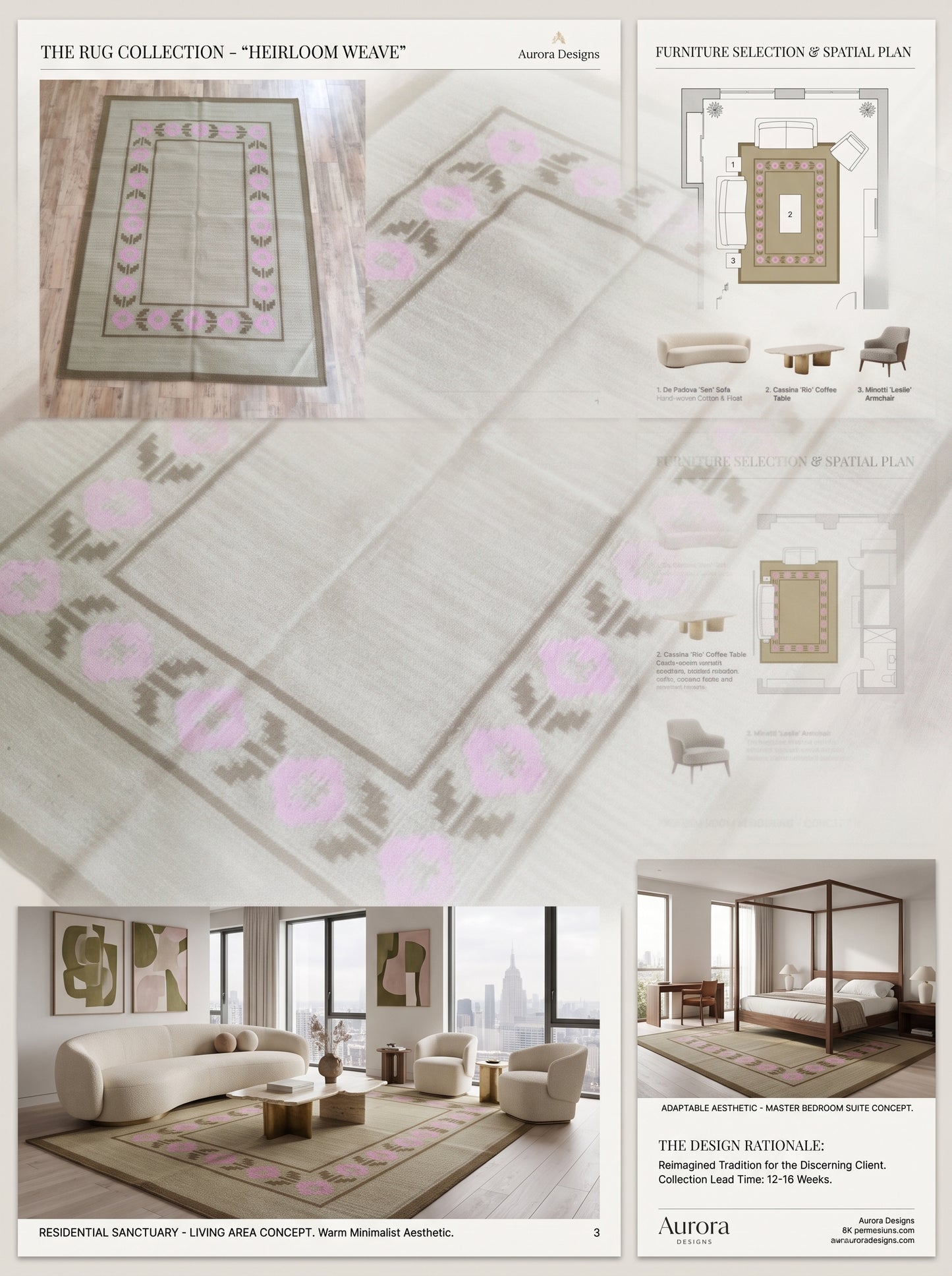 Minimalist Earthy Brown and Candy Pink Flatweave Rug