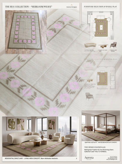 Minimalist Earthy Brown and Candy Pink Flatweave Rug