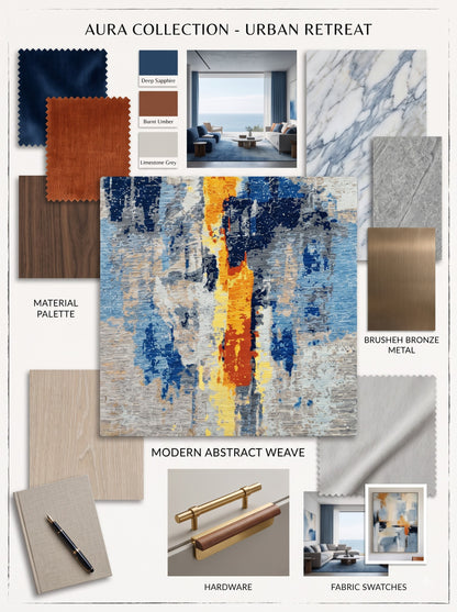 Ocean Electric Gold Abstract Custom Rug for US UK Home