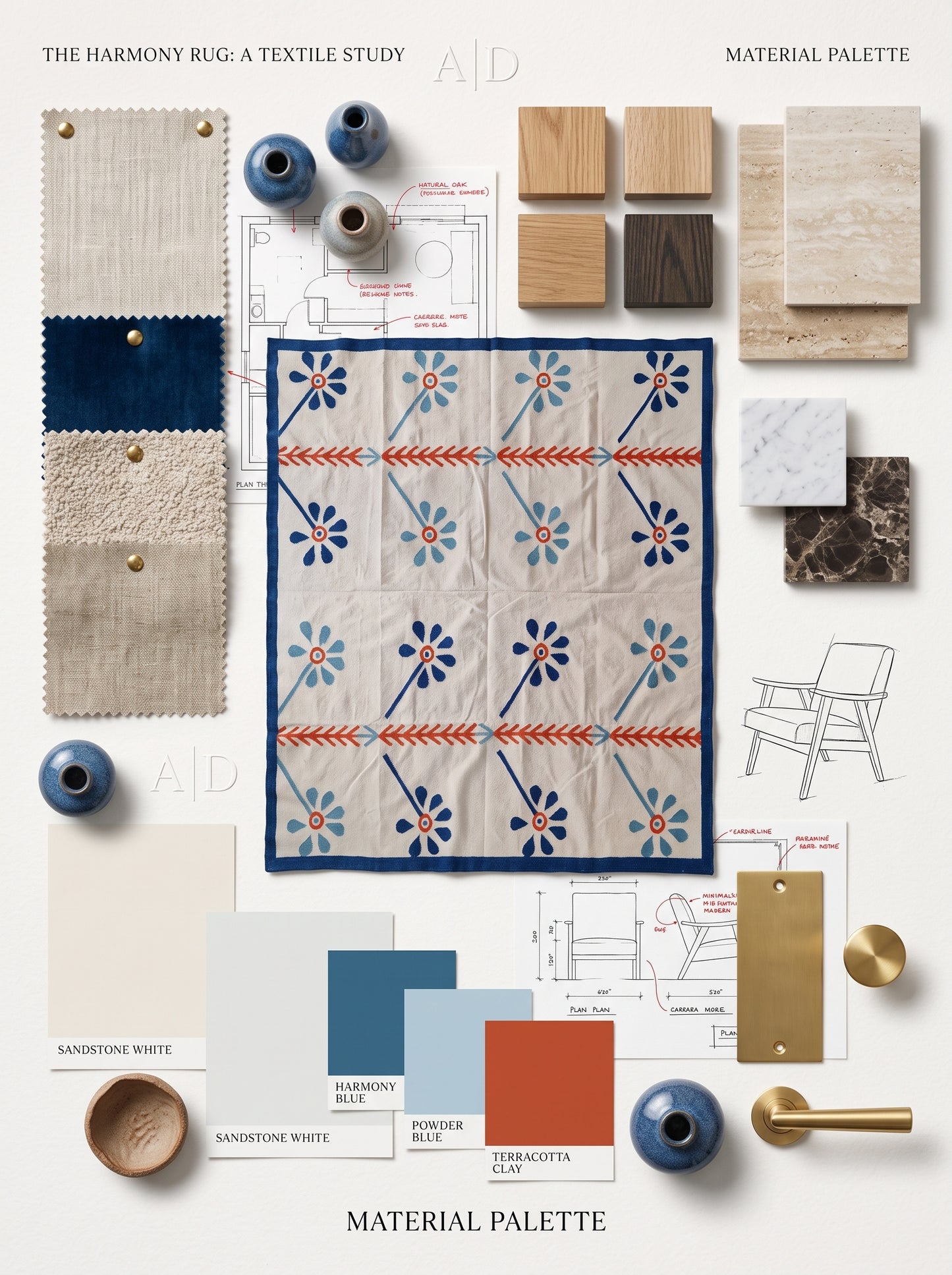 Blue Meadow Bloom Nordic Botanical Rug