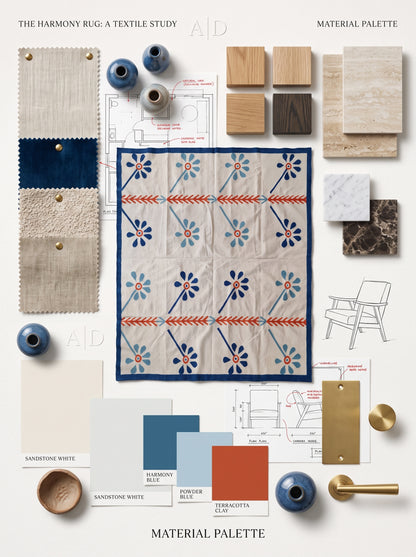 Blue Meadow Bloom Nordic Botanical Rug