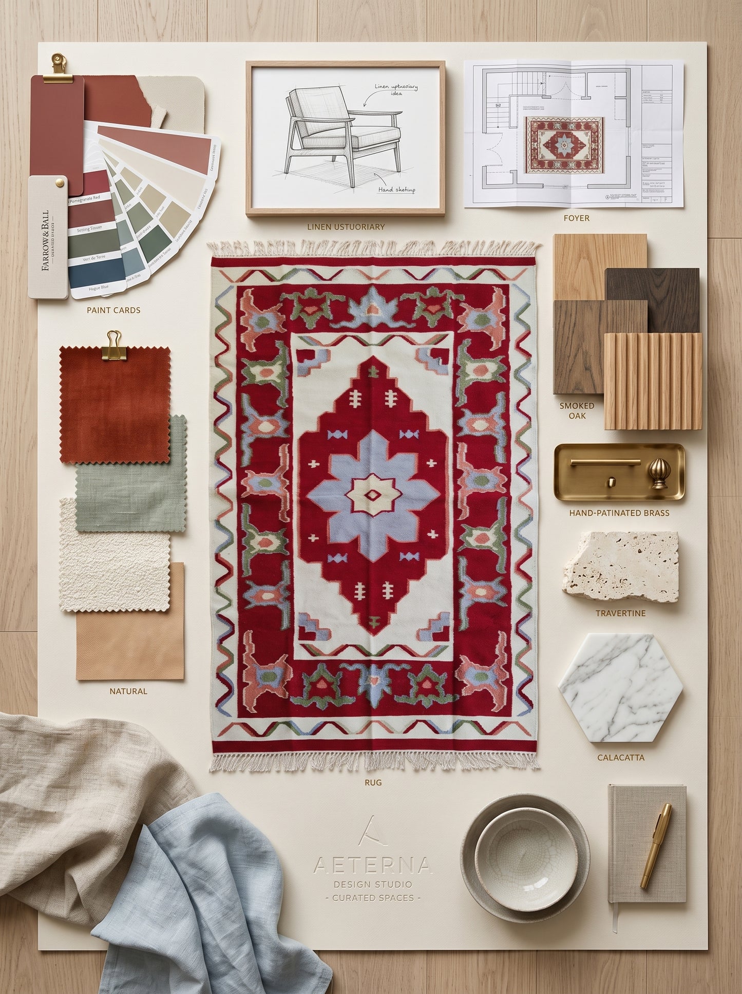 Handmade Crimson Mesa Medallion Cotton Wool Rug