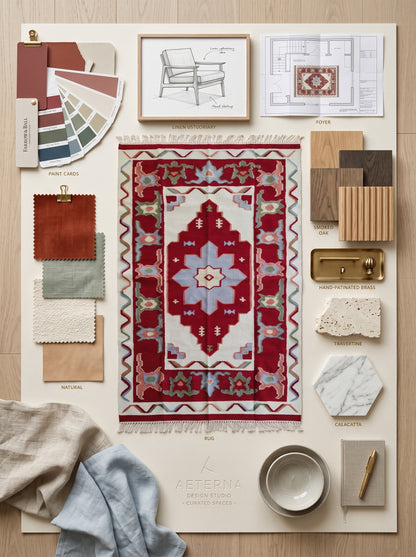 Handmade Crimson Mesa Medallion Cotton Wool Rug