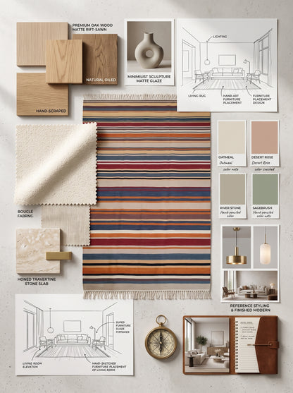 Canyon Sunset Striped Flatweave Area Rug