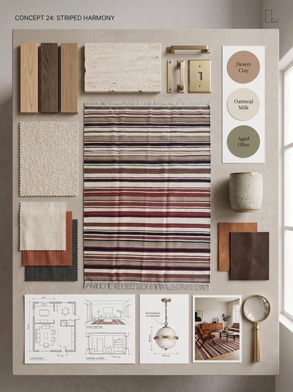 Handwoven Earth Tone Striped Cotton Wool Rug