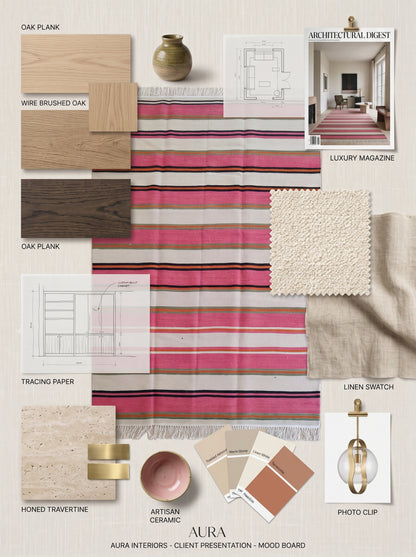 Artisan Handwoven Pink Stripe Rug