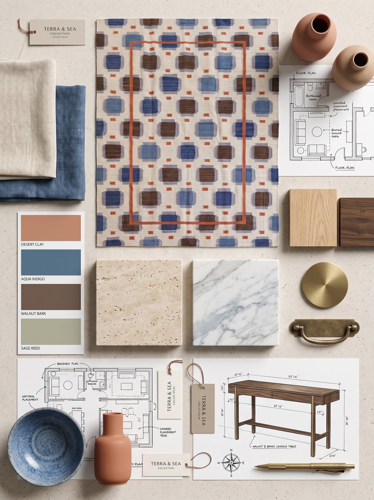 Rust Frame Pixel Handwoven Symmetrical Rug
