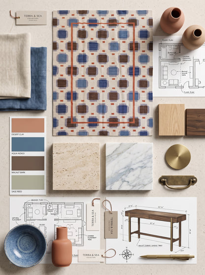 Rust Frame Pixel Handwoven Symmetrical Rug