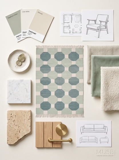 Sage & Mint Octagon cotton wool rug
