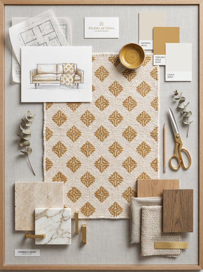 Mustard Pixel Starburst Geometric Rug