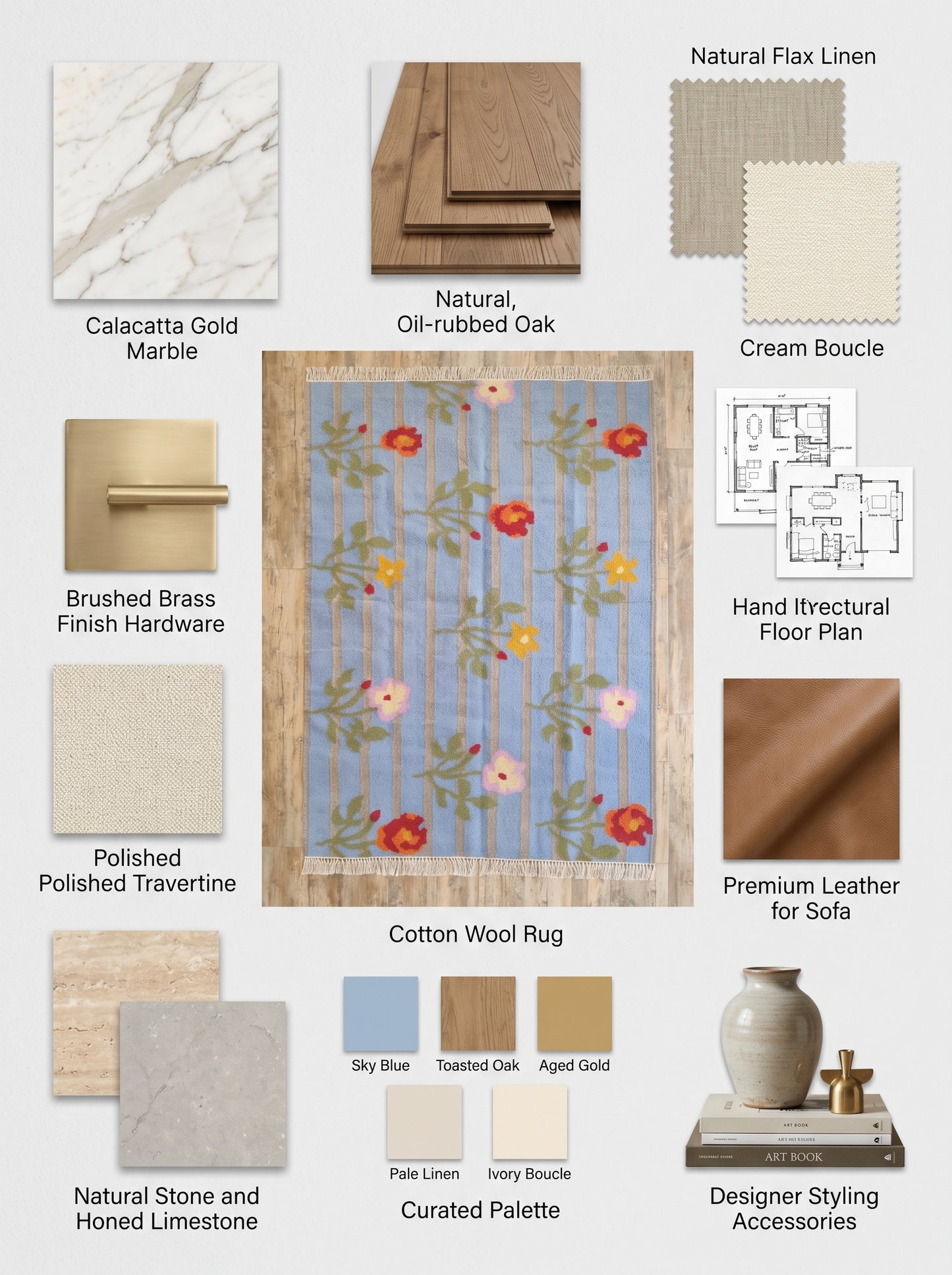 Wildflower Horizon Aesthetic Striped Cottagecore Dhurrie rug
