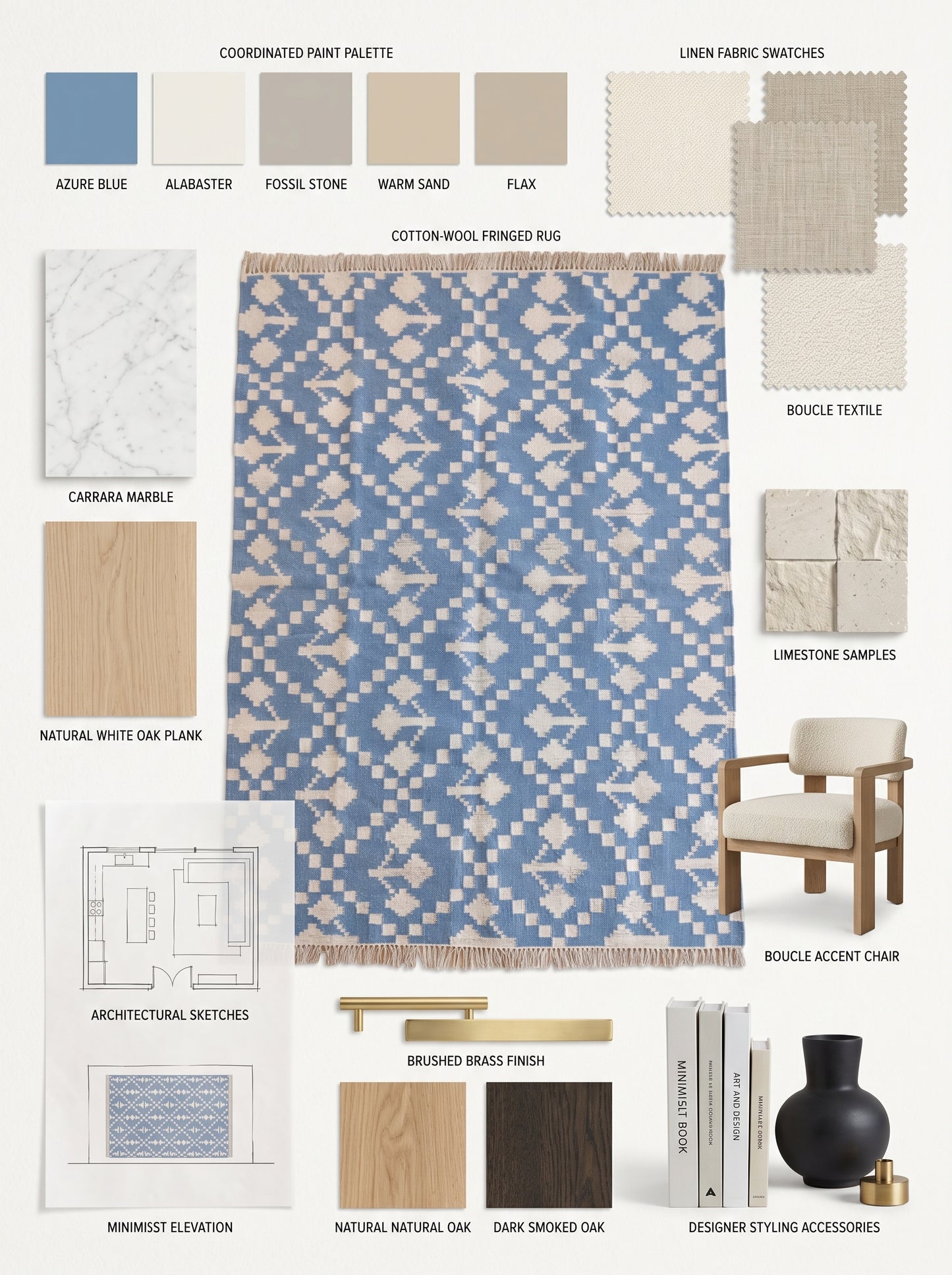 Cornflower Diamond Pixel Handwoven Indian Rug Custom Size