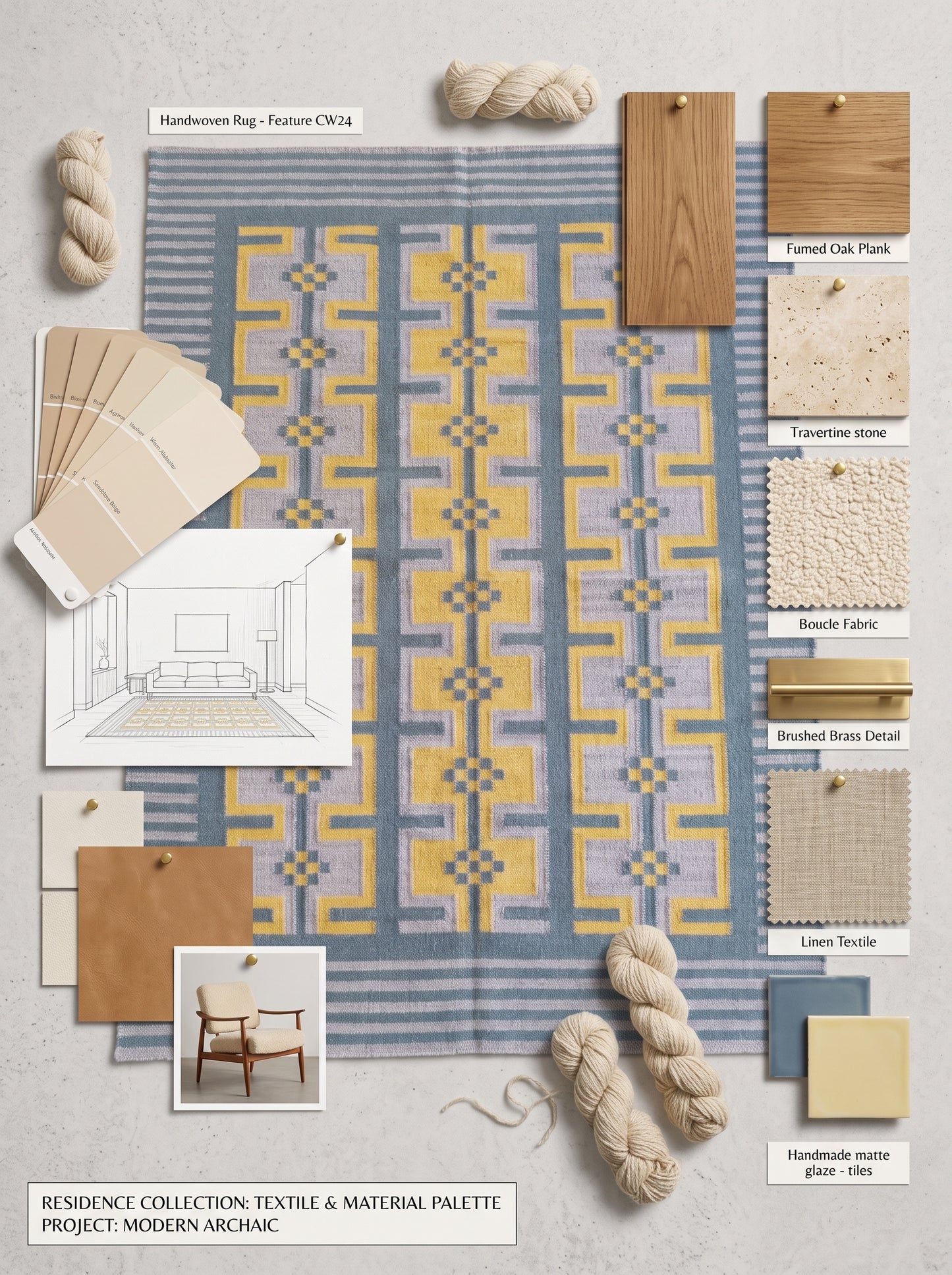 Lavender and Yellow Patterned Dhurrie Rug
