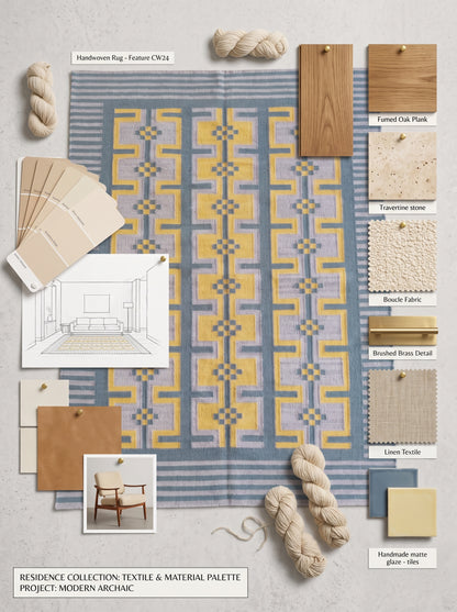 Lavender and Yellow Patterned Dhurrie Rug