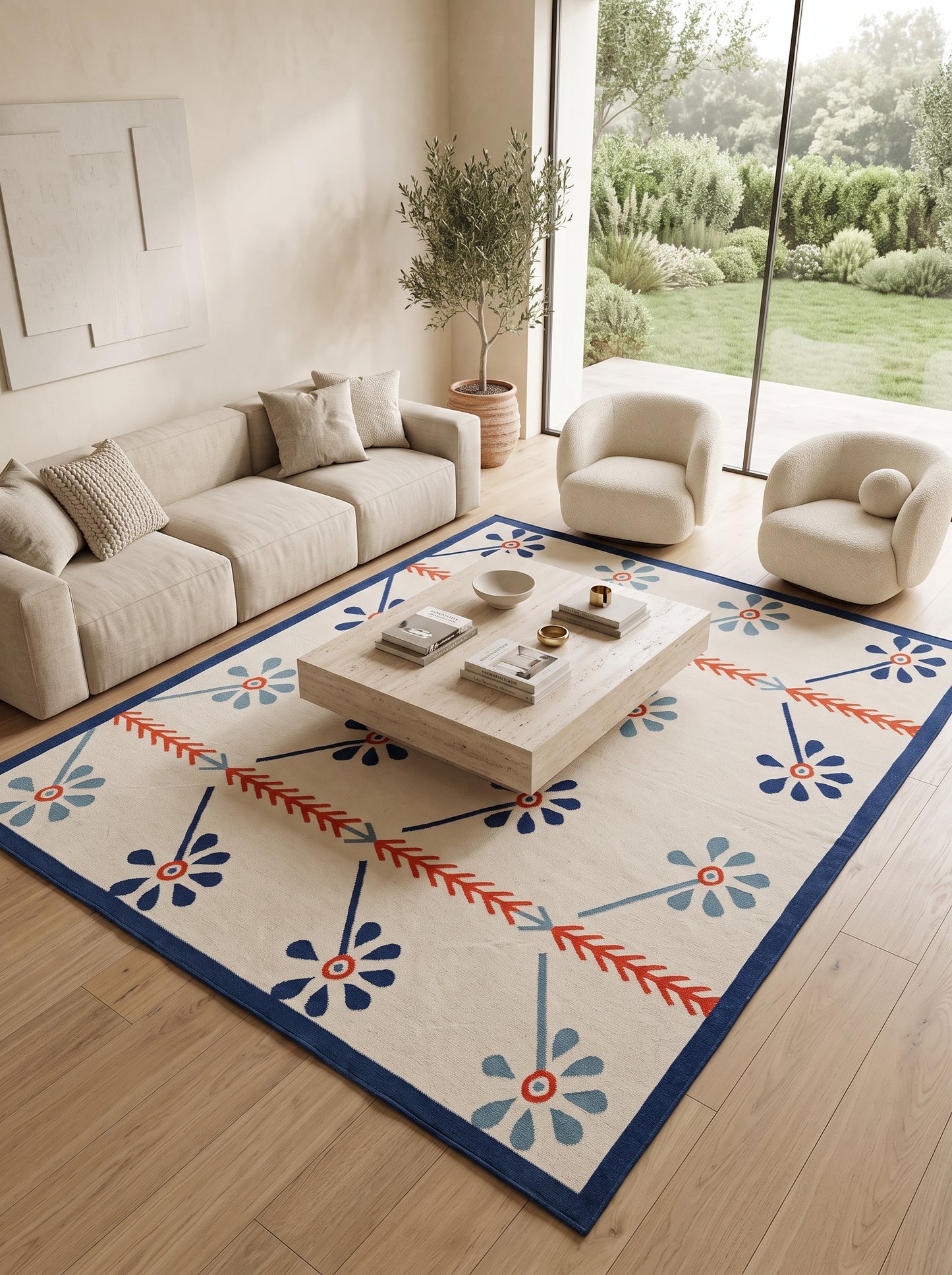 Blue Meadow Bloom Nordic Botanical Rug